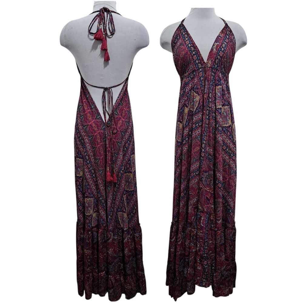 Karma Highway Boho Chic Paisley Tiered Maxi Dress One Size Multi-color